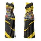 Personalised Richmond Tigers Football Couples Matching Tank Maxi Dress and Hawaiian Shirt Melbourne City Skyline Graphic Fierce Mascot Art