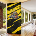 Personalised Richmond Tigers Football Door Cover Melbourne City Skyline Graphic Fierce Mascot Art