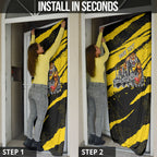 Personalised Richmond Tigers Football Door Cover Melbourne City Skyline Graphic Fierce Mascot Art