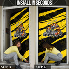 Personalised Richmond Tigers Football Door Cover Melbourne City Skyline Graphic Fierce Mascot Art
