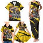 Personalised Richmond Tigers Football Family Matching Tank Maxi Dress and Hawaiian Shirt Melbourne City Skyline Graphic Fierce Mascot Art