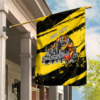 Personalised Richmond Tigers Football Garden Flag Melbourne City Skyline Graphic Fierce Mascot Art