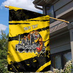 Personalised Richmond Tigers Football Garden Flag Melbourne City Skyline Graphic Fierce Mascot Art