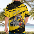 Personalised Richmond Tigers Football Hawaiian Shirt Melbourne City Skyline Graphic Fierce Mascot Art