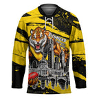 Personalised Richmond Tigers Football Hockey Jersey Melbourne City Skyline Graphic Fierce Mascot Art