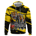 Personalised Richmond Tigers Football Hoodie Melbourne City Skyline Graphic Fierce Mascot Art