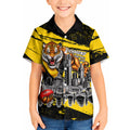 Personalised Richmond Tigers Football Kid Hawaiian Shirt Melbourne City Skyline Graphic Fierce Mascot Art