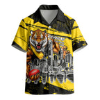 Personalised Richmond Tigers Football Kid Hawaiian Shirt Melbourne City Skyline Graphic Fierce Mascot Art