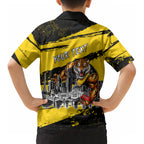 Personalised Richmond Tigers Football Kid Hawaiian Shirt Melbourne City Skyline Graphic Fierce Mascot Art