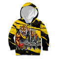 Personalised Richmond Tigers Football Kid Hoodie Melbourne City Skyline Graphic Fierce Mascot Art