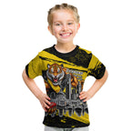 Personalised Richmond Tigers Football Kid T Shirt Melbourne City Skyline Graphic Fierce Mascot Art