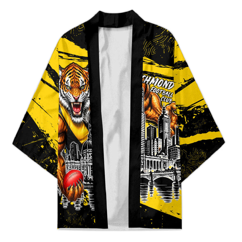Personalised Richmond Tigers Football Kimono Melbourne City Skyline Graphic Fierce Mascot Art
