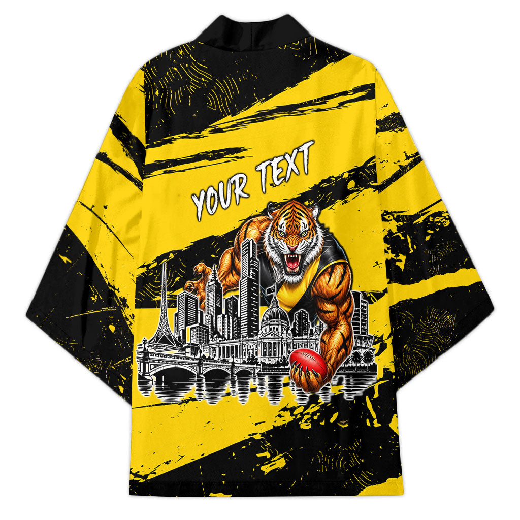 Personalised Richmond Tigers Football Kimono Melbourne City Skyline Graphic Fierce Mascot Art