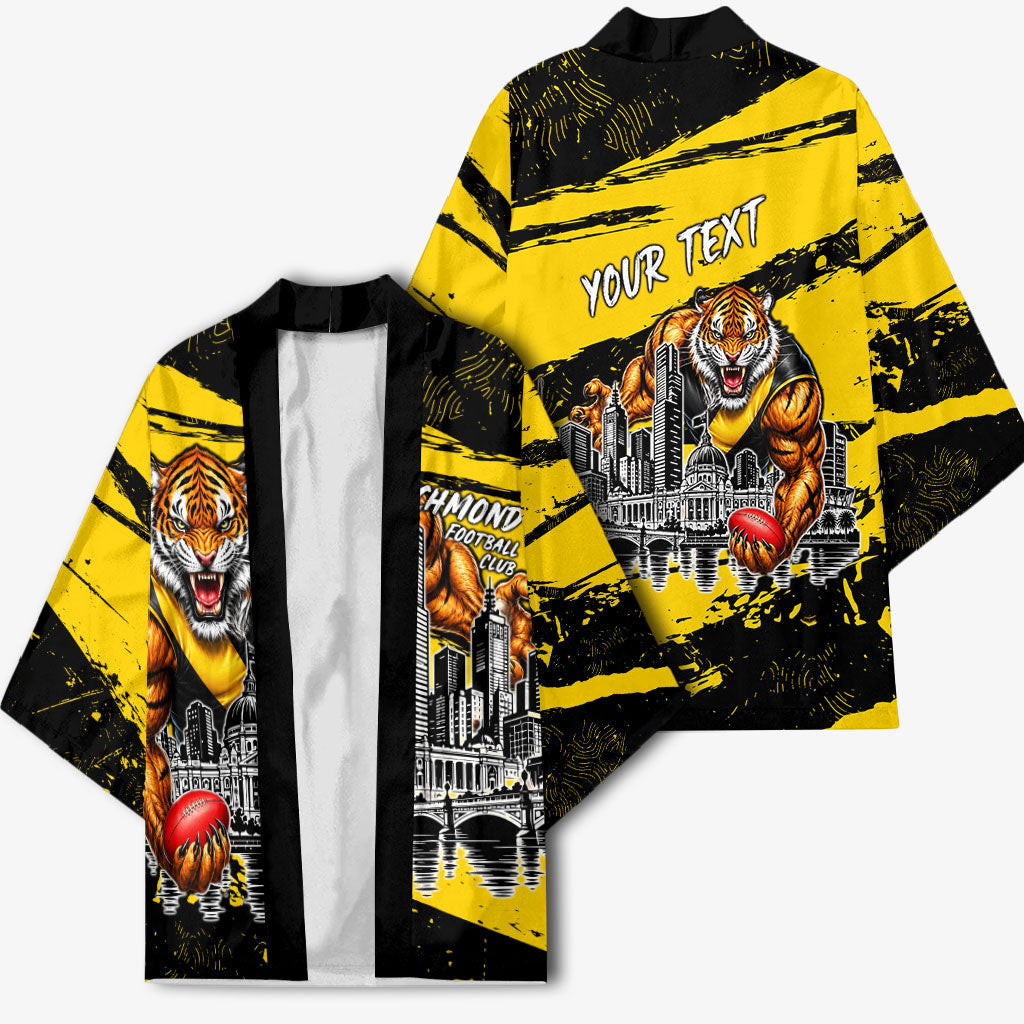 Personalised Richmond Tigers Football Kimono Melbourne City Skyline Graphic Fierce Mascot Art
