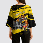 Personalised Richmond Tigers Football Kimono Sleeve Blouse Melbourne City Skyline Graphic Fierce Mascot Art