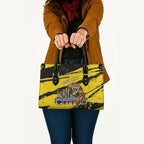 Personalised Richmond Tigers Football Leather Bag Melbourne City Skyline Graphic Fierce Mascot Art