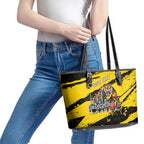 Personalised Richmond Tigers Football Leather Tote Bag Melbourne City Skyline Graphic Fierce Mascot Art