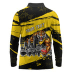 Personalised Richmond Tigers Football Long Sleeve Polo Shirt Melbourne City Skyline Graphic Fierce Mascot Art