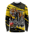 Personalised Richmond Tigers Football Long Sleeve Shirt Melbourne City Skyline Graphic Fierce Mascot Art