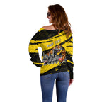 Personalised Richmond Tigers Football Off Shoulder Sweater Melbourne City Skyline Graphic Fierce Mascot Art