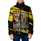 Personalised Richmond Tigers Football Padded Jacket Melbourne City Skyline Graphic Fierce Mascot Art