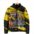 Personalised Richmond Tigers Football Padded Jacket Melbourne City Skyline Graphic Fierce Mascot Art