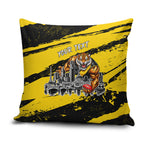 Personalised Richmond Tigers Football Pillow Cover Melbourne City Skyline Graphic Fierce Mascot Art