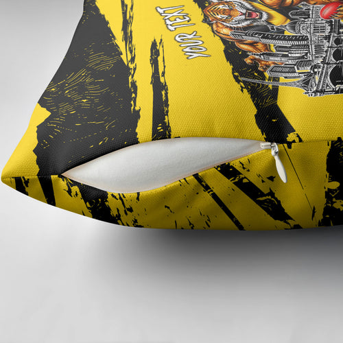 Personalised Richmond Tigers Football Pillow Cover Melbourne City Skyline Graphic Fierce Mascot Art
