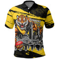 Personalised Richmond Tigers Football Polo Shirt Melbourne City Skyline Graphic Fierce Mascot Art