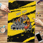 Personalised Richmond Tigers Football Puzzle Melbourne City Skyline Graphic Fierce Mascot Art
