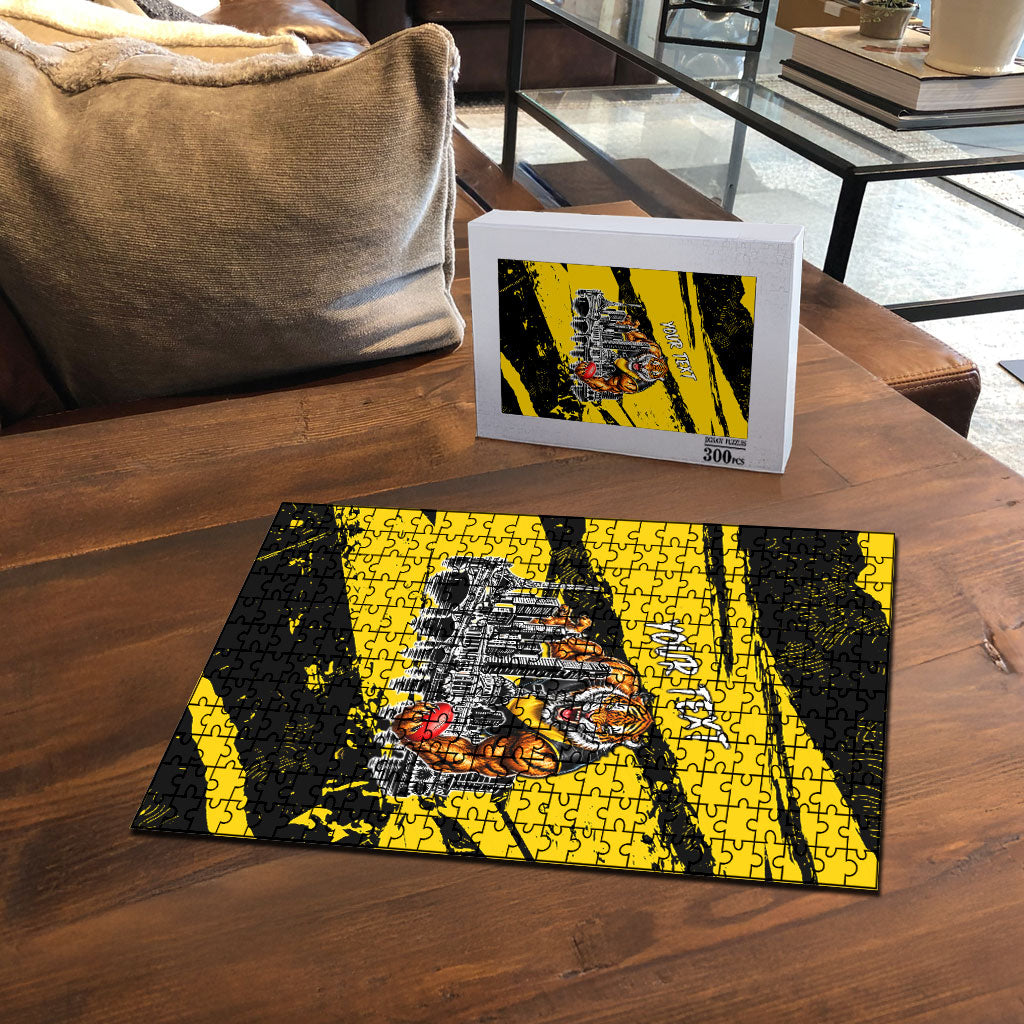 Personalised Richmond Tigers Football Puzzle Melbourne City Skyline Graphic Fierce Mascot Art