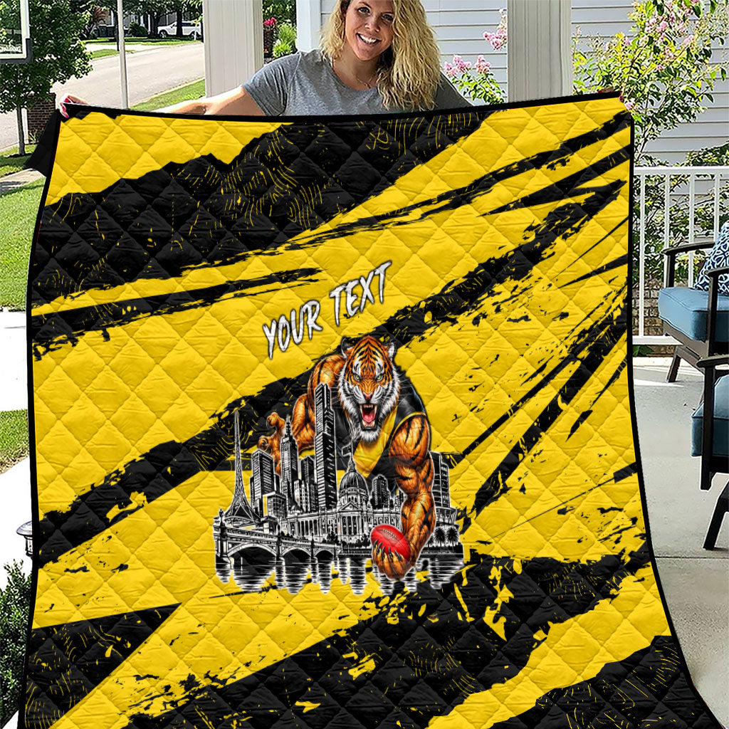 Personalised Richmond Tigers Football Quilt Melbourne City Skyline Graphic Fierce Mascot Art