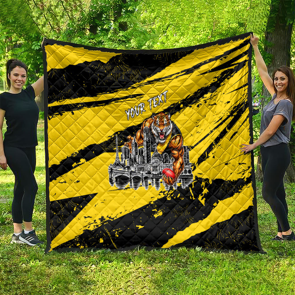 Personalised Richmond Tigers Football Quilt Melbourne City Skyline Graphic Fierce Mascot Art