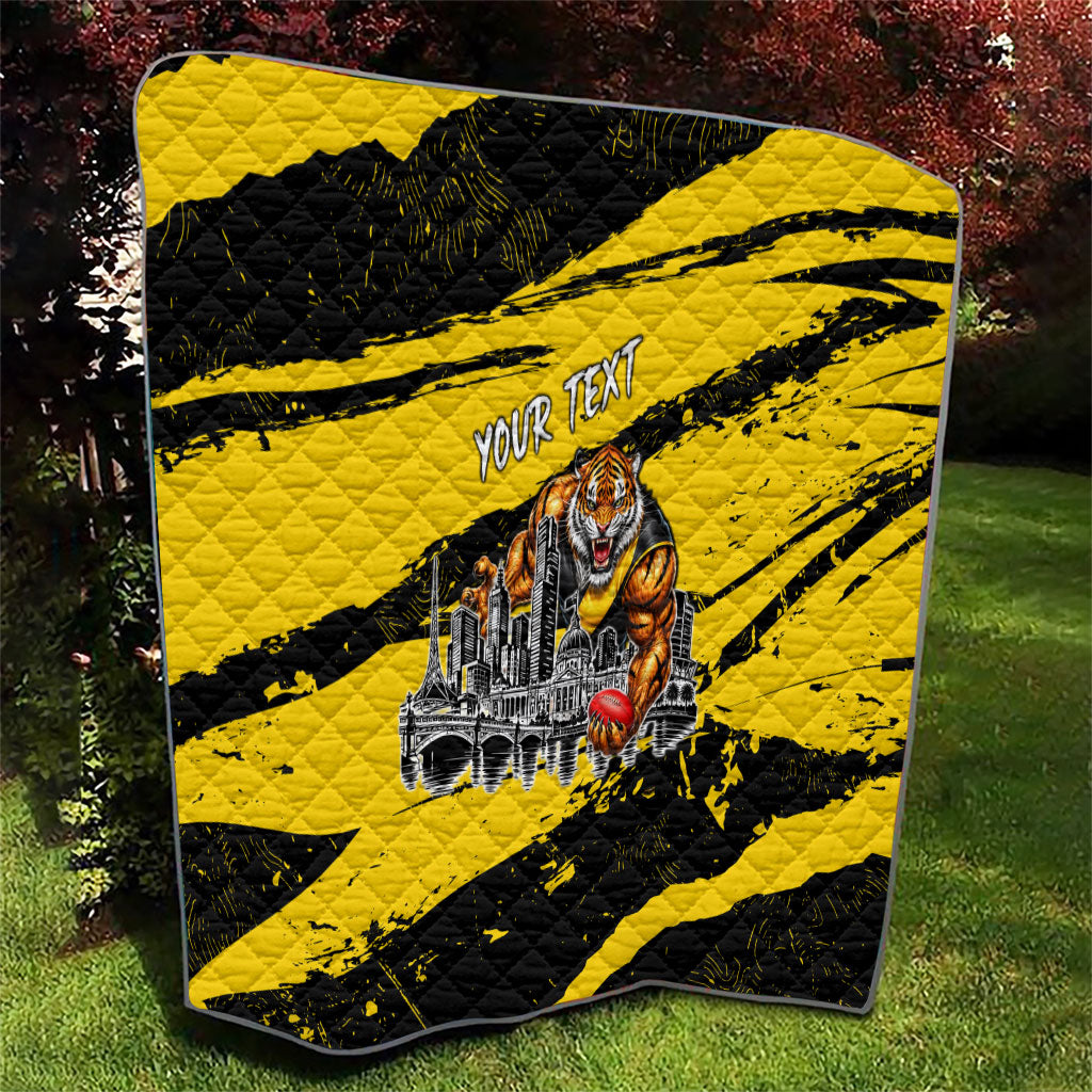 Personalised Richmond Tigers Football Quilt Melbourne City Skyline Graphic Fierce Mascot Art