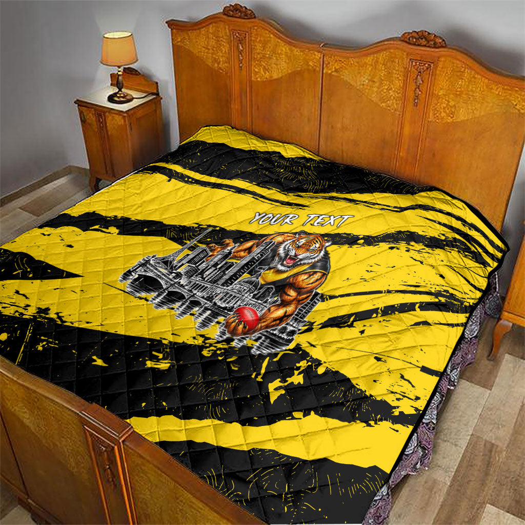Personalised Richmond Tigers Football Quilt Melbourne City Skyline Graphic Fierce Mascot Art