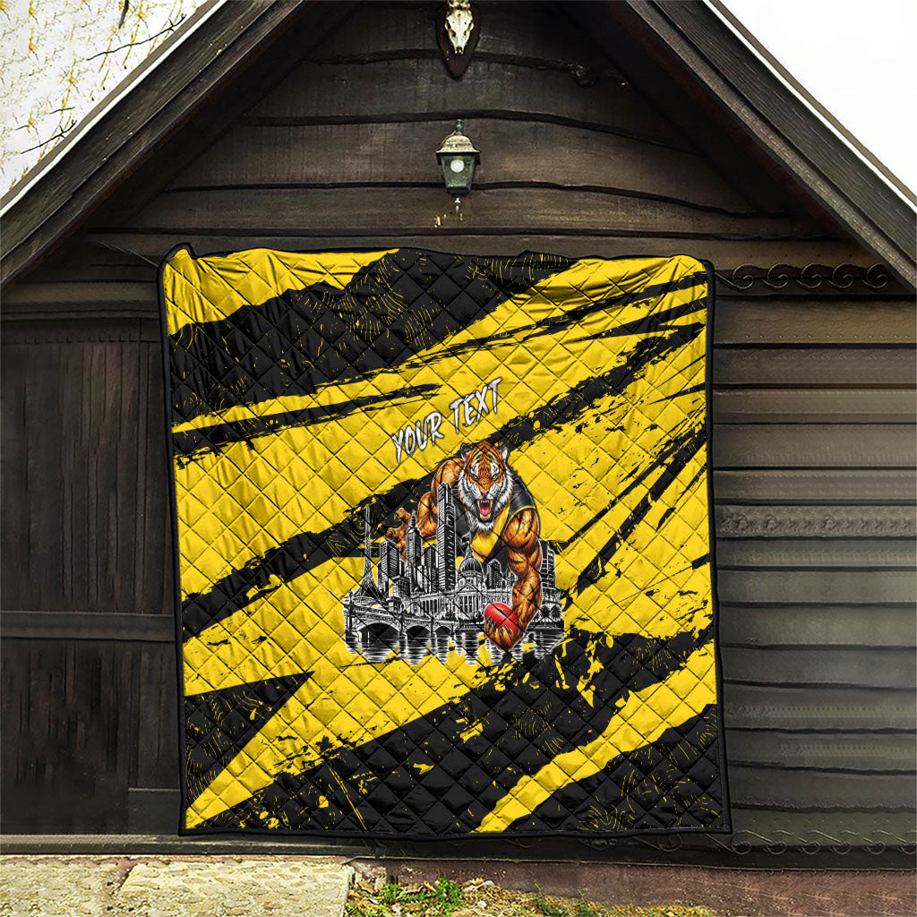 Personalised Richmond Tigers Football Quilt Melbourne City Skyline Graphic Fierce Mascot Art