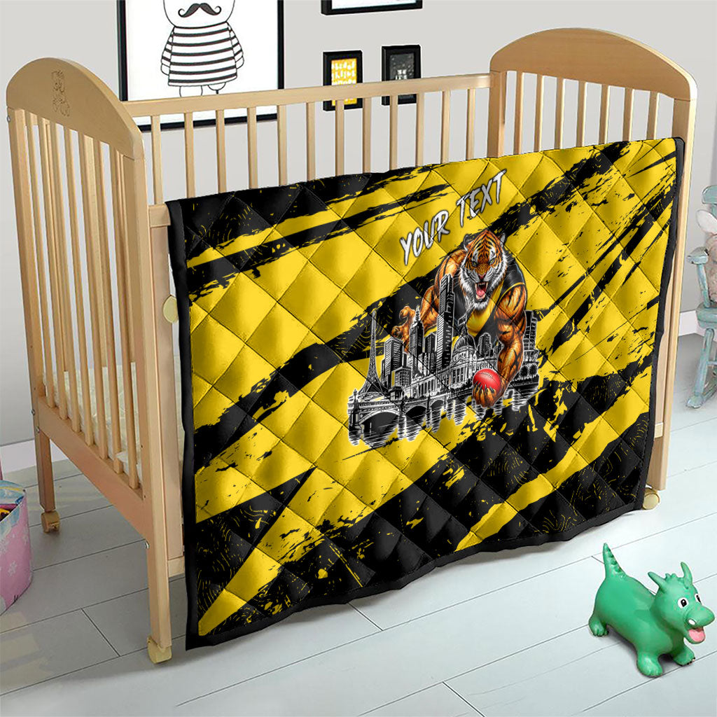 Personalised Richmond Tigers Football Quilt Melbourne City Skyline Graphic Fierce Mascot Art