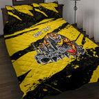 Personalised Richmond Tigers Football Quilt Bed Set Melbourne City Skyline Graphic Fierce Mascot Art