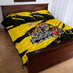 Personalised Richmond Tigers Football Quilt Bed Set Melbourne City Skyline Graphic Fierce Mascot Art