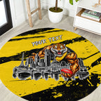 Personalised Richmond Tigers Football Round Carpet Melbourne City Skyline Graphic Fierce Mascot Art