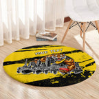 Personalised Richmond Tigers Football Round Carpet Melbourne City Skyline Graphic Fierce Mascot Art