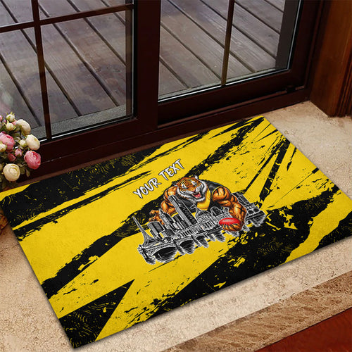 Personalised Richmond Tigers Football Rubber Doormat Melbourne City Skyline Graphic Fierce Mascot Art