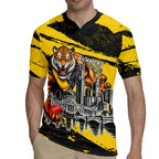 Personalised Richmond Tigers Football Rugby Jersey Melbourne City Skyline Graphic Fierce Mascot Art