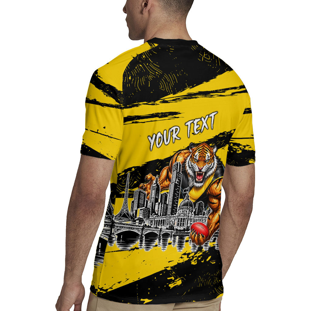 Personalised Richmond Tigers Football Rugby Jersey Melbourne City Skyline Graphic Fierce Mascot Art