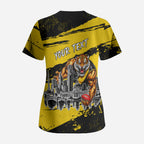 Personalised Richmond Tigers Football Scrub Top Melbourne City Skyline Graphic Fierce Mascot Art