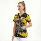 Personalised Richmond Tigers Football Scrub Top Melbourne City Skyline Graphic Fierce Mascot Art