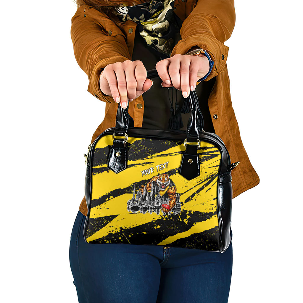 Personalised Richmond Tigers Football Shoulder Handbag Melbourne City Skyline Graphic Fierce Mascot Art