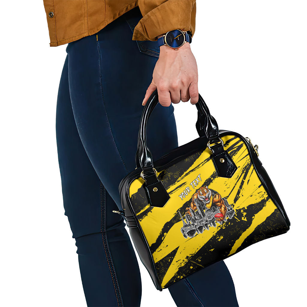 Personalised Richmond Tigers Football Shoulder Handbag Melbourne City Skyline Graphic Fierce Mascot Art