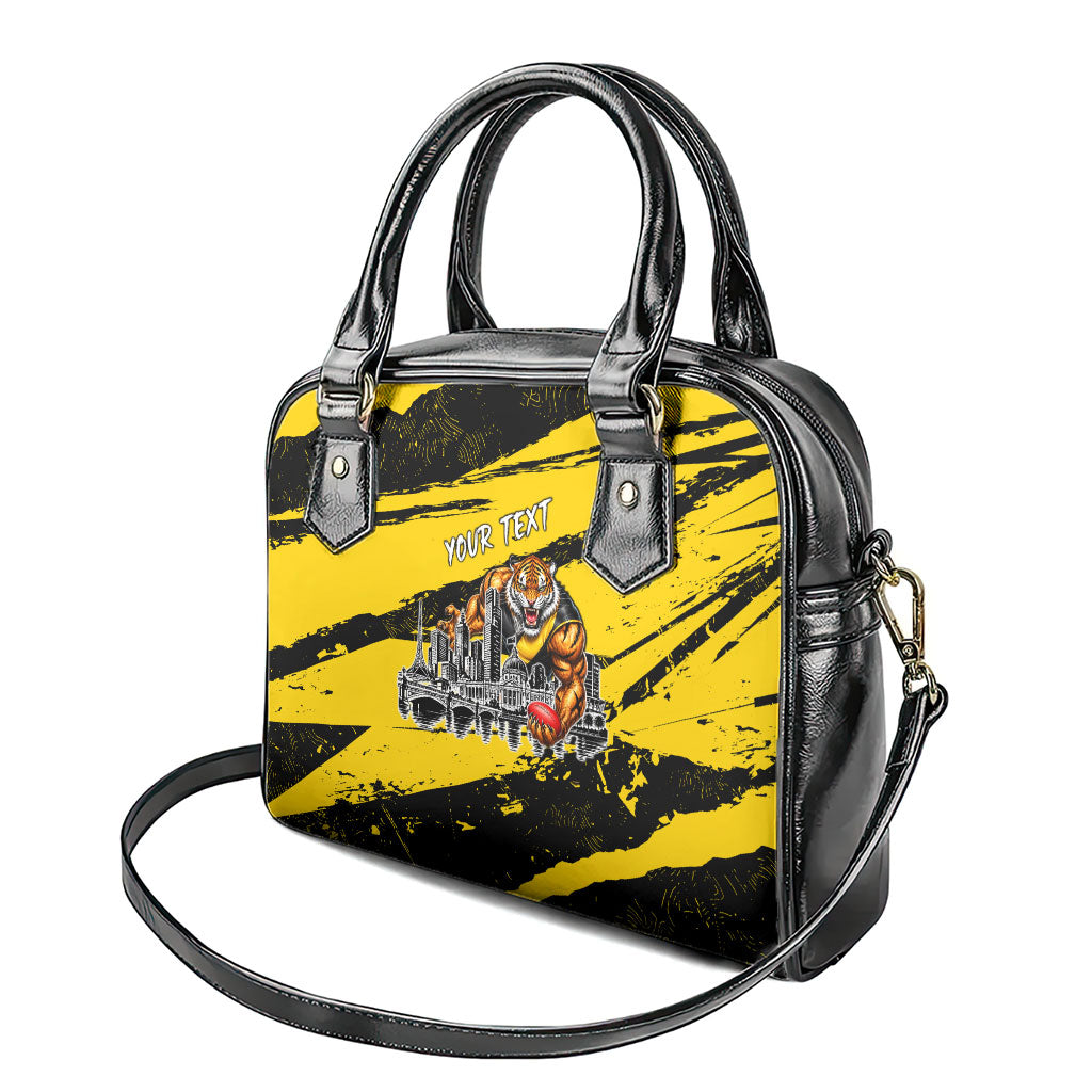 Personalised Richmond Tigers Football Shoulder Handbag Melbourne City Skyline Graphic Fierce Mascot Art