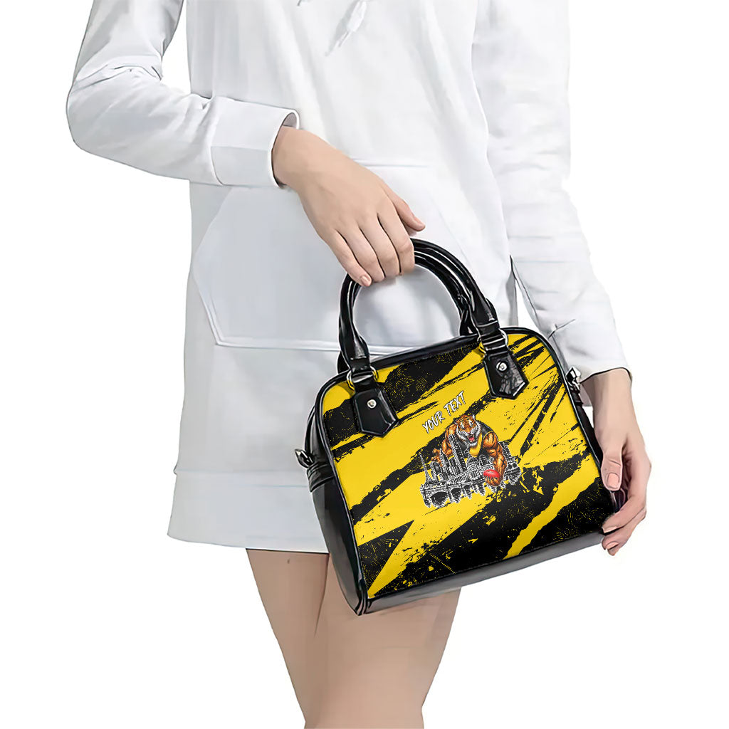 Personalised Richmond Tigers Football Shoulder Handbag Melbourne City Skyline Graphic Fierce Mascot Art